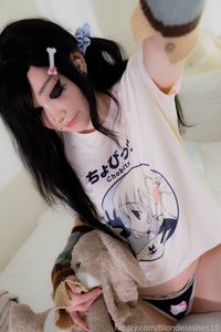 Blondelashes19 leak - Balck'n Pink Panties Gape /)/) (\(\ ( •