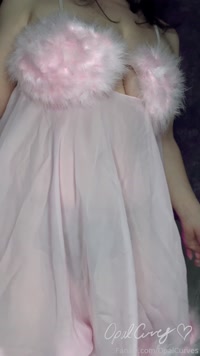 OpalCurves leak - Furry pink lingerie set with matching buttplug a