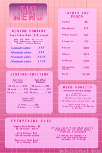 Peach-Kitten leak - New Tip Menu just dropped!!!! I've been working