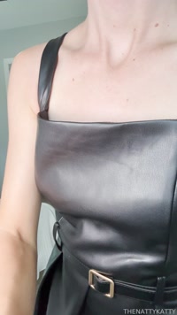 thenattykatty leak - A sexy strip tease out of a leather dress and red