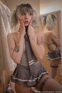 sagee_venus leak - Like my short skirt and tie? Wanna see what’s unde