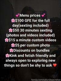 sakurassecretxo leak - Here’s my menu ❤️