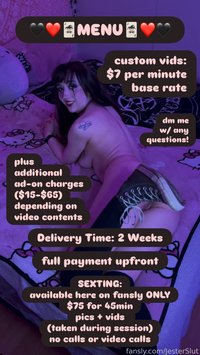 JesterSlut leak - here’s my xxx menu :3 ❤️❤️ feel free to dm me w