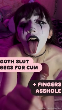 JesterSlut leak - Goth Slut Fingers Asshole + Facial Cumshot, 18yo J